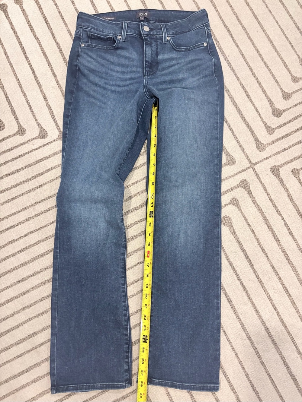 NYDJ Straight Leg Jeans in Medium Wash Blue